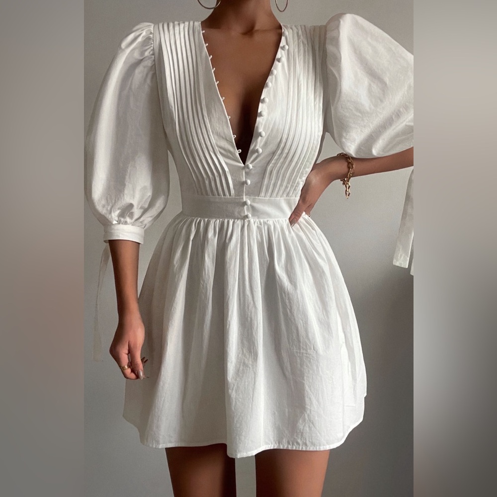 Puff Sleeve Poplin Mini Dress